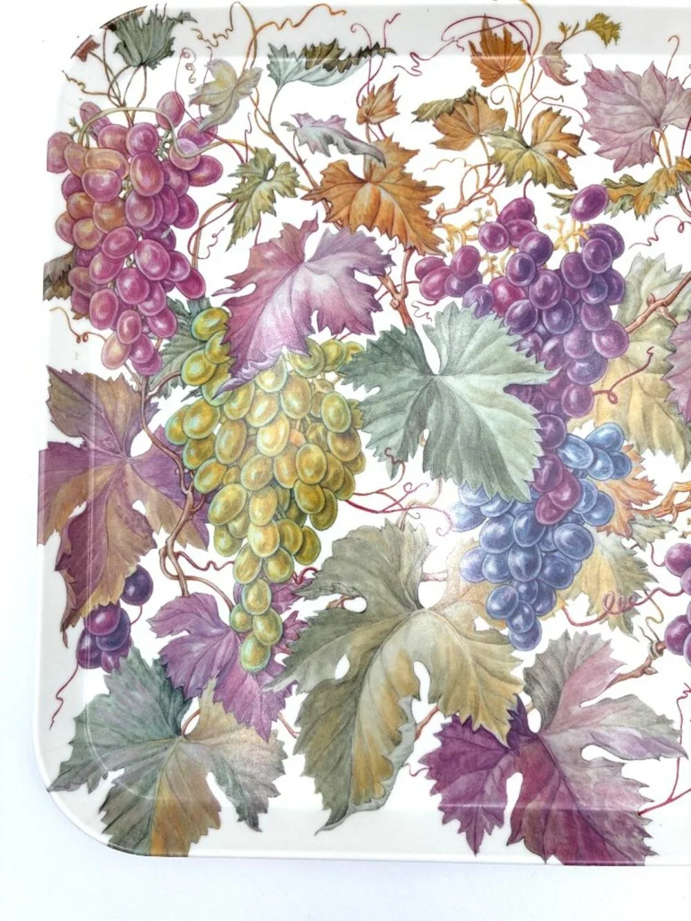 Vtg Louisa Rawle Melamine Serving Tray Grapes Vine RDE Imports Italy 17.5 x11.5